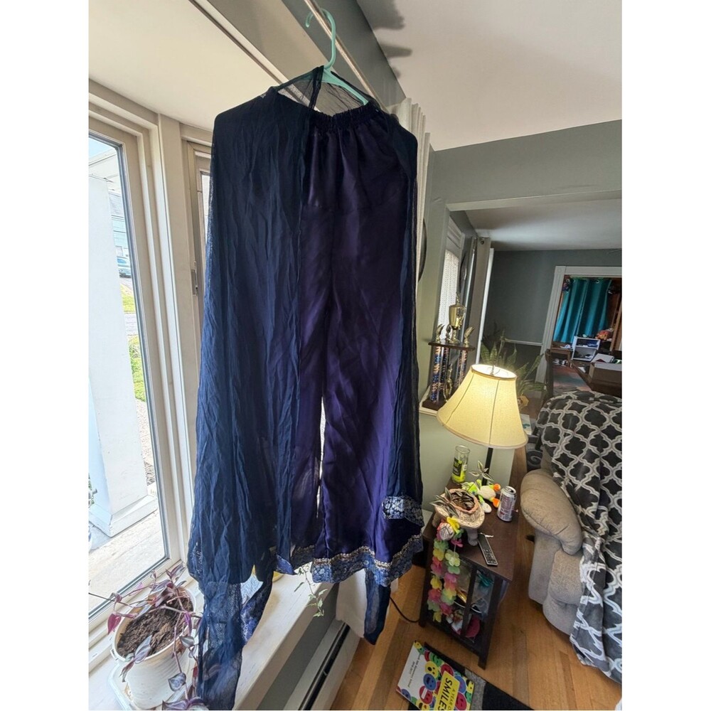 Women’s Navy Blue Lightweight Palazzo Pants and scarf